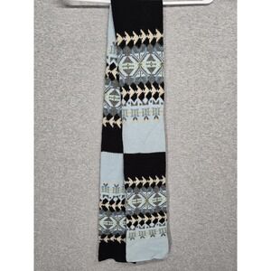 Alfani Fair Isle Geometric Knit Scarf Colorblock Black Light Blue Winter Nordic